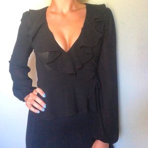 Black Long Sleeve Touched Blouse